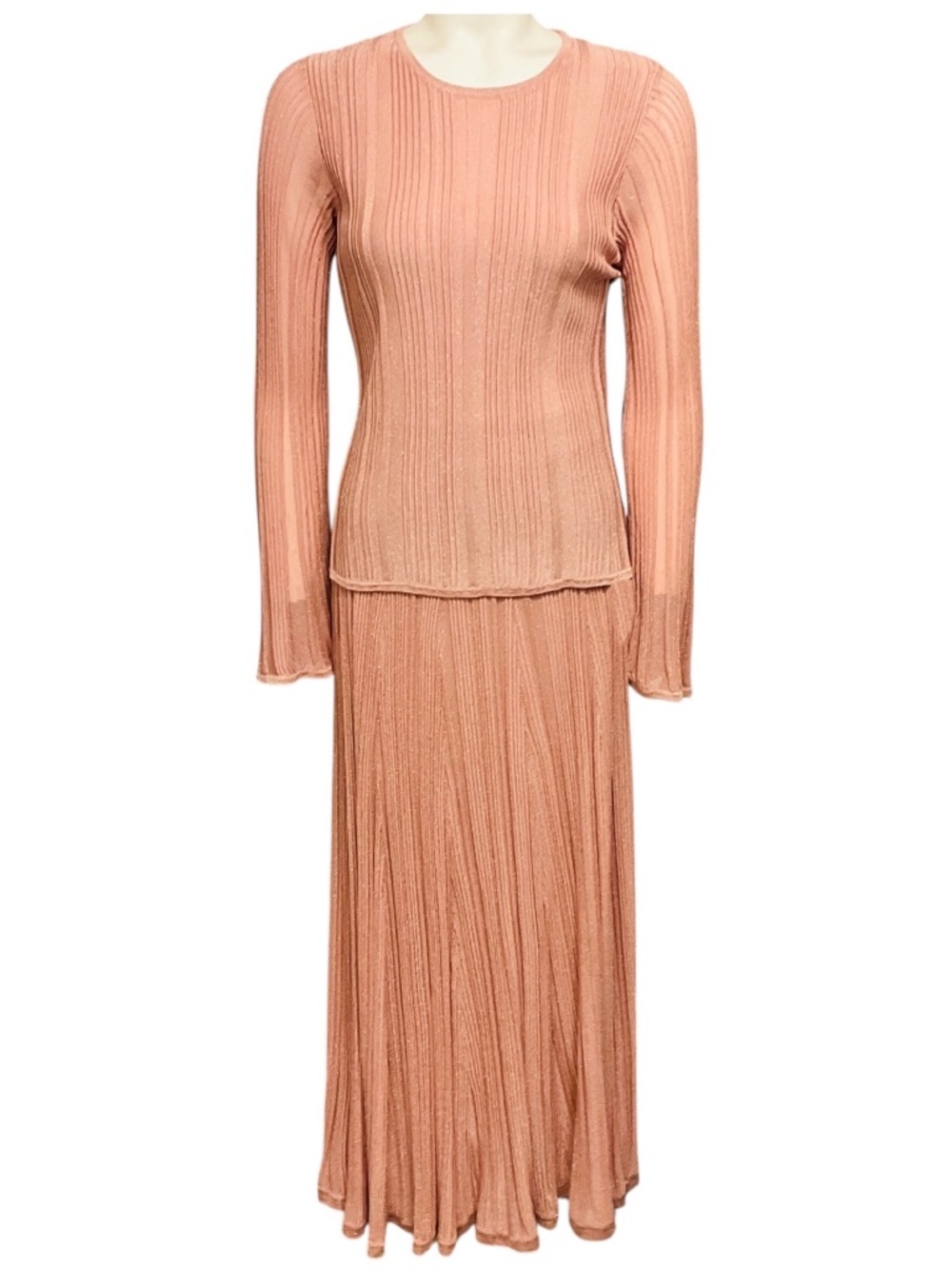 ZIMMERMANN PINK METALLIC KNIT LUCKY TOP AND LUCKY MIDI SKIRT